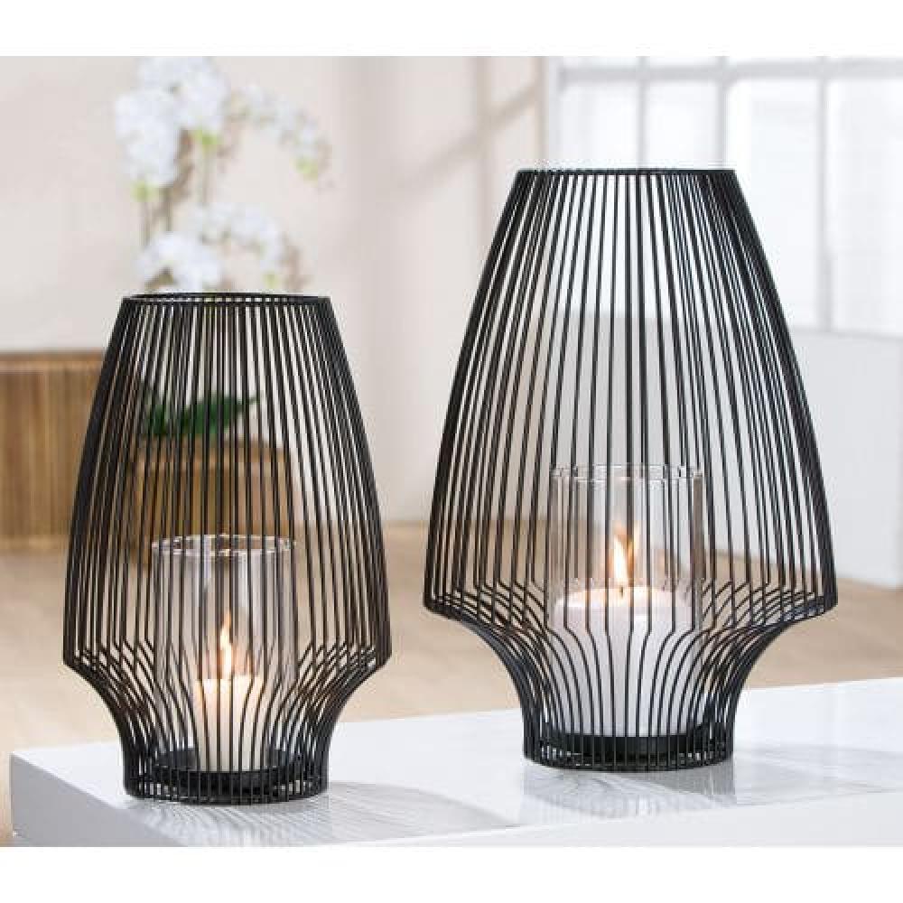CONE CANDLESTICK D18CM, H27CM, BLACK, METAL/GLASS, Gilde