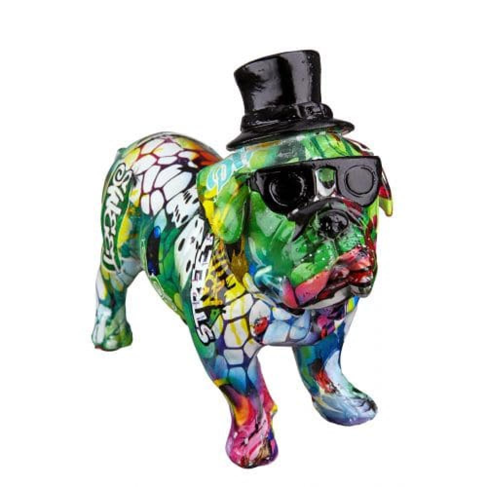 BULLDOG GRAFFITI, STREET ART DEKORATĪVA FIGŪRIŅA 15.5X19.5CM, KRĀSAINS, POLIREZĪNS, Gilde