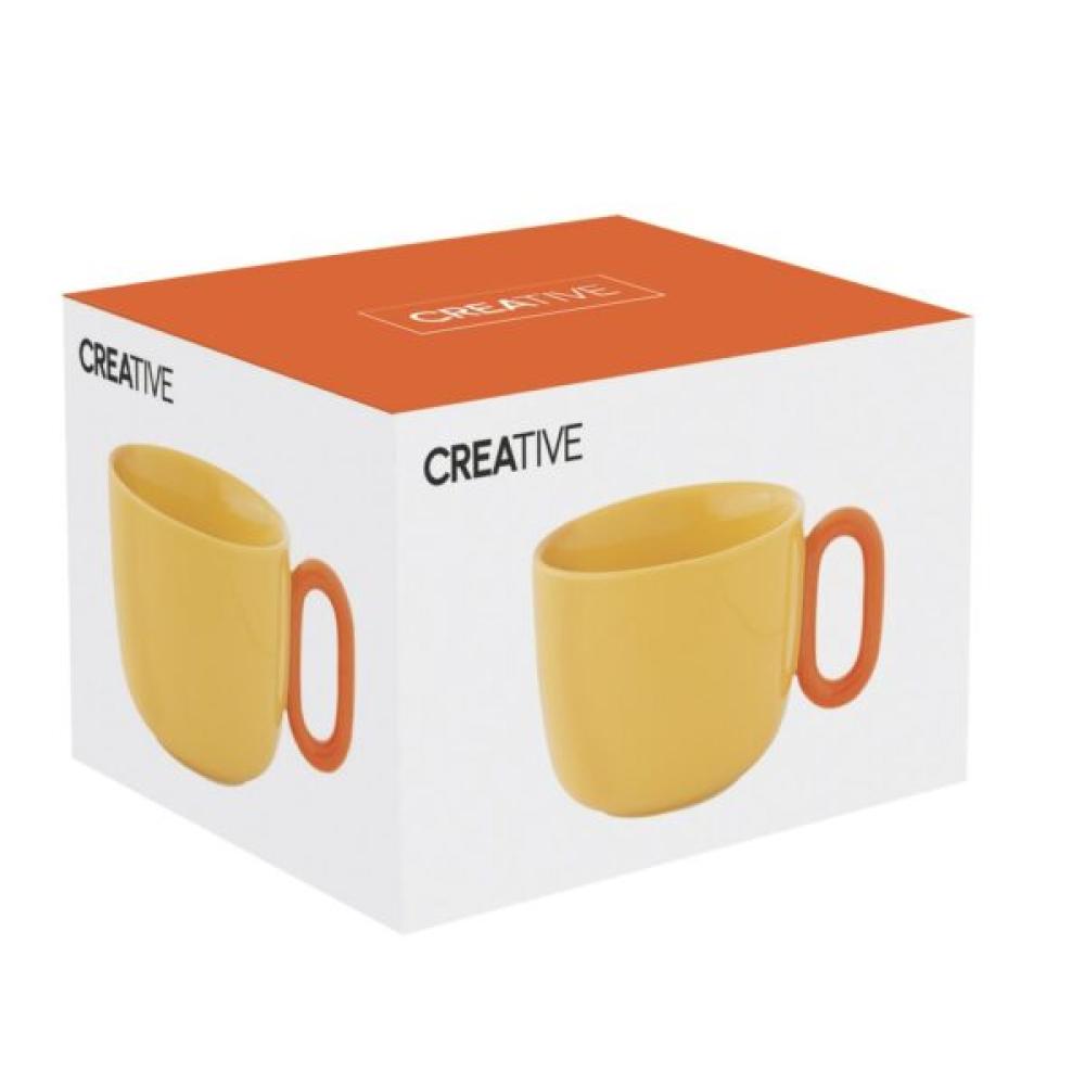 CREATIVE COLOURED MUG 400ML, YELLOW, PORCELAIN, Easy Life