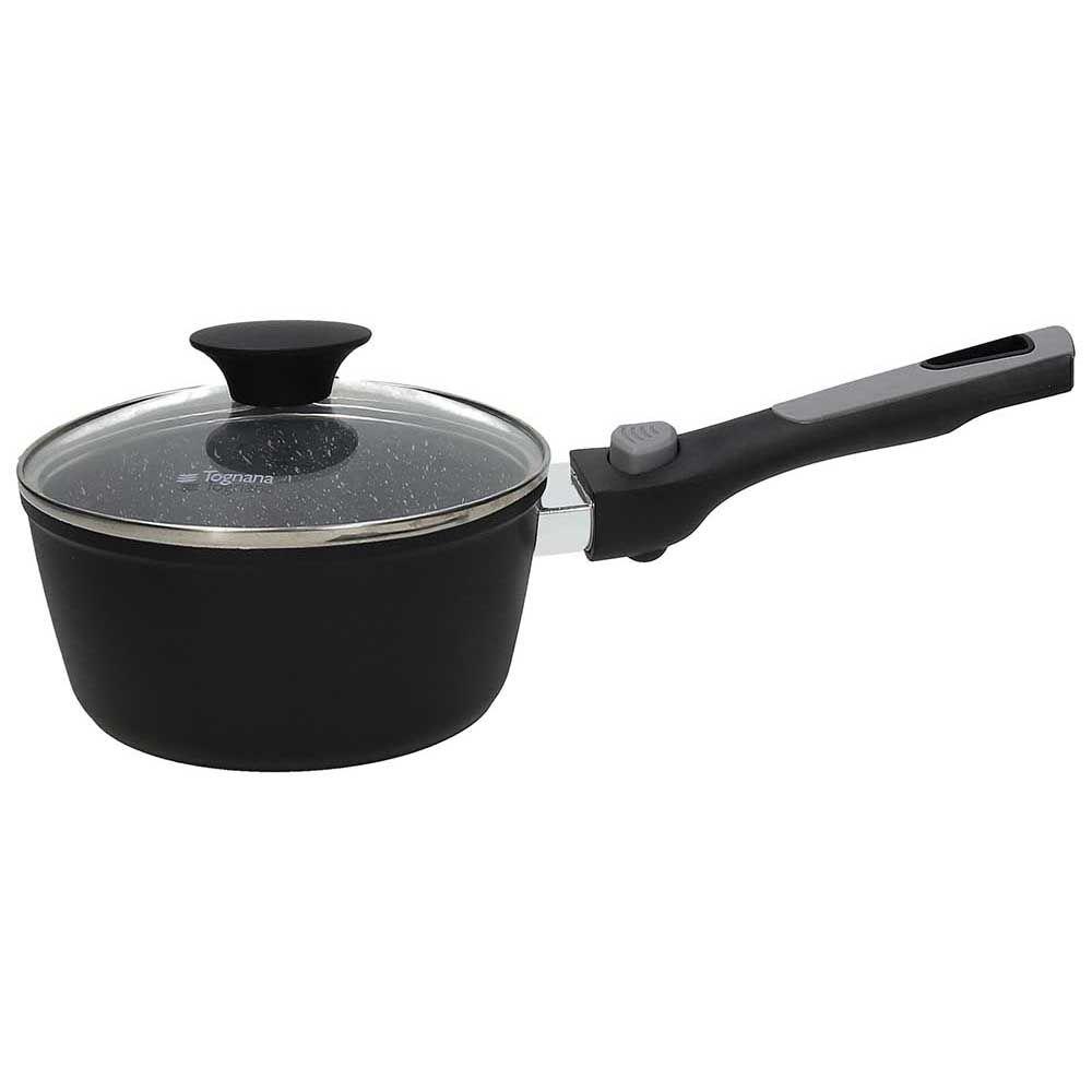 SPACE SAVING SAUCE POT 16CM, REMOVABLE HANDLE, ALUMINIUM/BACHELITE, INDUCTION, Tognana
