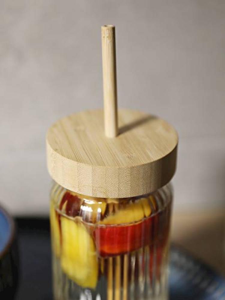 SMOOTHIE JAR 500ML, WITH STRAW, GLASS/BAMBOO, MPL Consulting