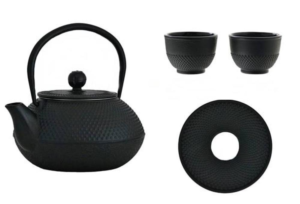 GIFT SET TEAPOT 0.8L, CUPS 100ML 2PCS, PAD, BLACK, CAST IRON, MPL Consulting