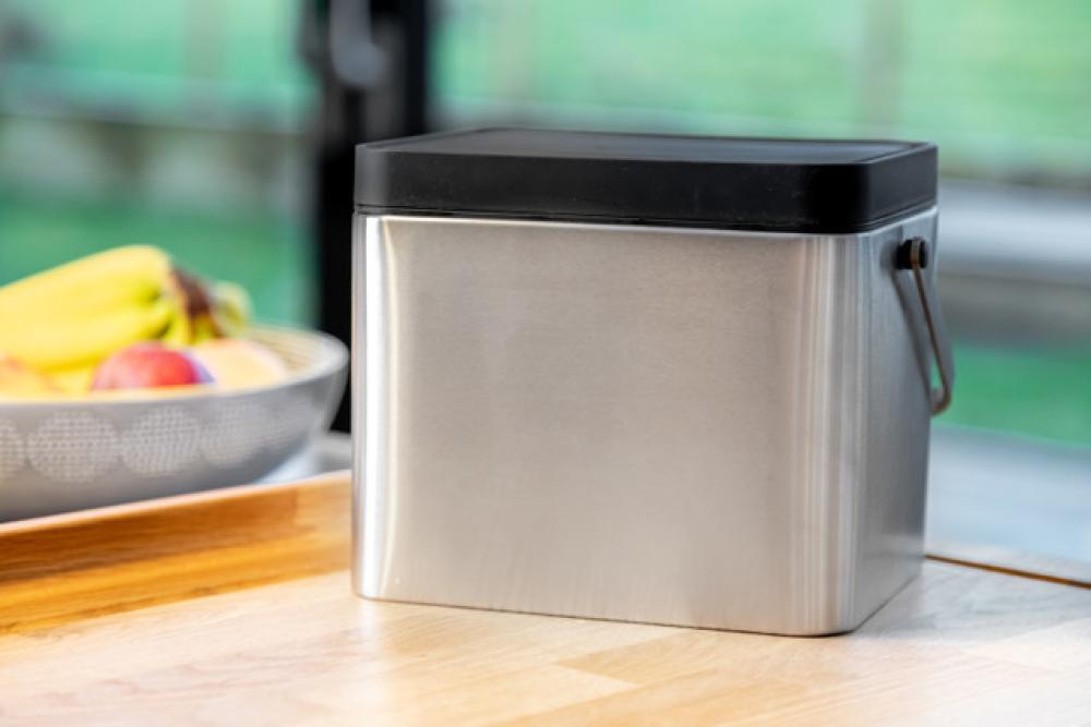 MASTERCLASS COMPOST BIN 21X19X16.5CM, WITH ANTIMICROBIAL LID, SILVER COLOR, ST.ST., Masterclass