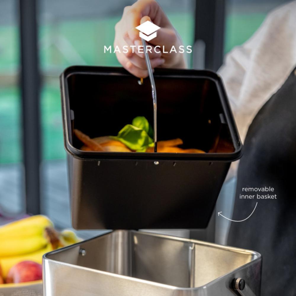 MASTERCLASS COMPOST BIN 21X19X16.5CM, WITH ANTIMICROBIAL LID, SILVER COLOR, ST.ST., Masterclass