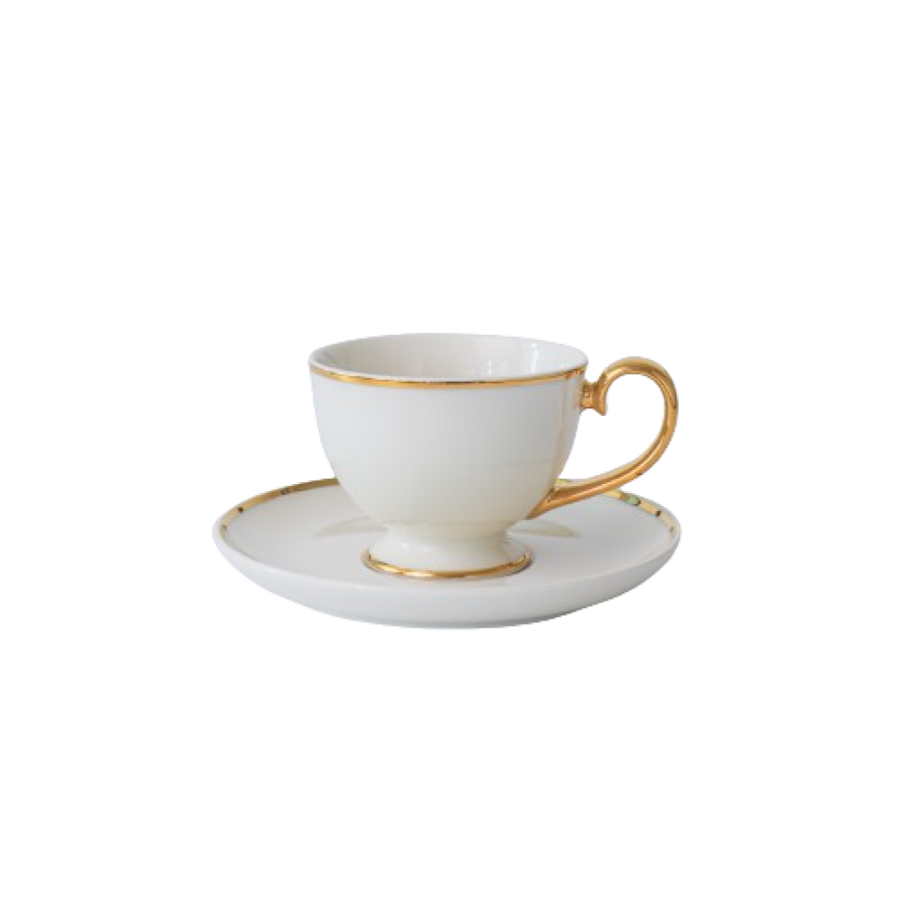 PRIMA GOLD TASS 90ML/ALUSTALDRIK 12.5CM, Quality Ceramic