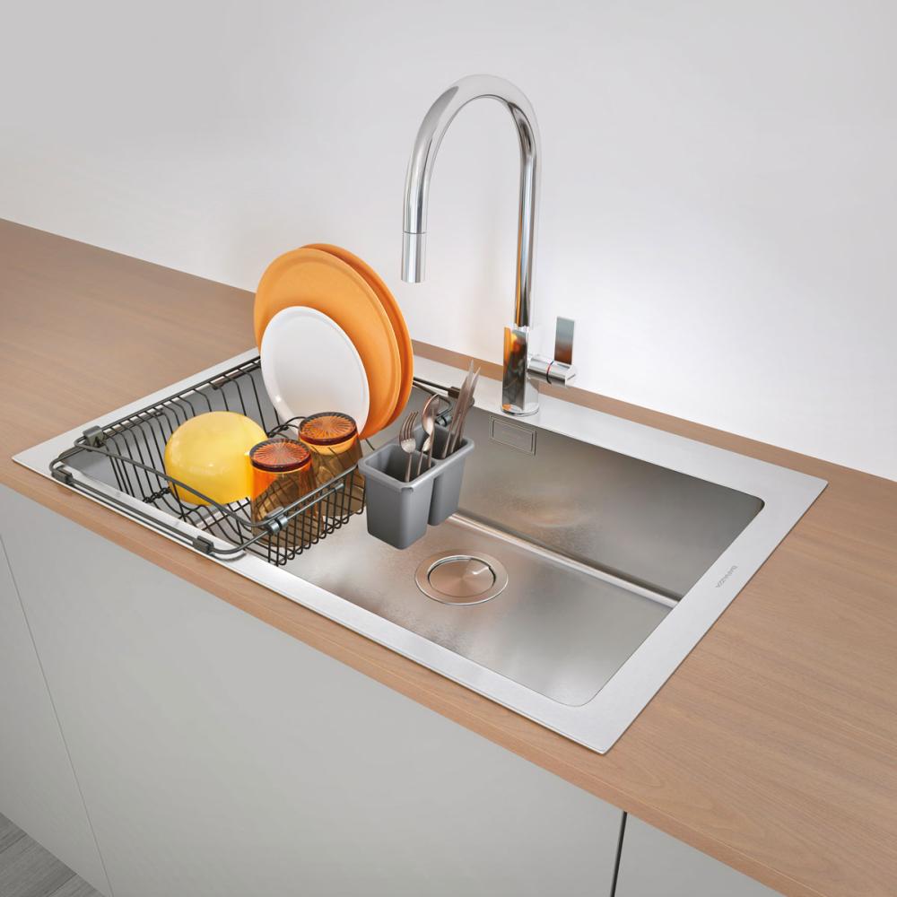 LAVA DISH DRAINER SINK- FIT 35X130CM ST.ST., TOUCH THERM COATING, Metaltex