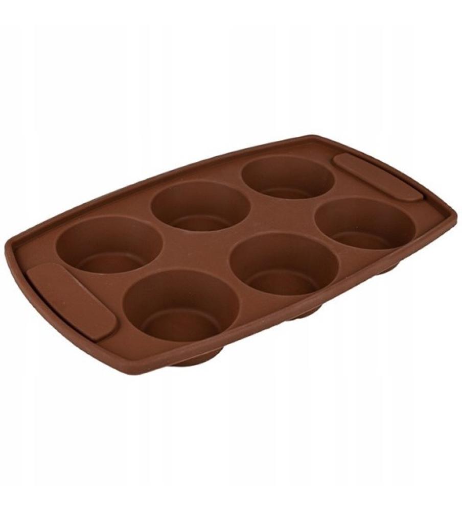 SILICONE FORM 6 MUFFIN 29.5X18CM BROWN, KHT37, Prymus-AGD