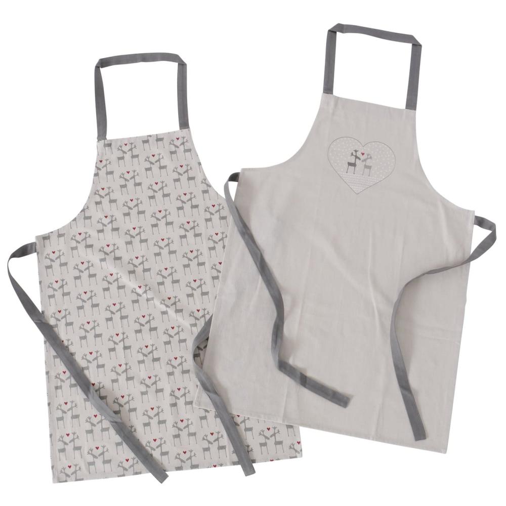 LOVELIES APRON L84CM/W60CM 2 ASS, GRAY WITH PRINT, COTTON, Boltze