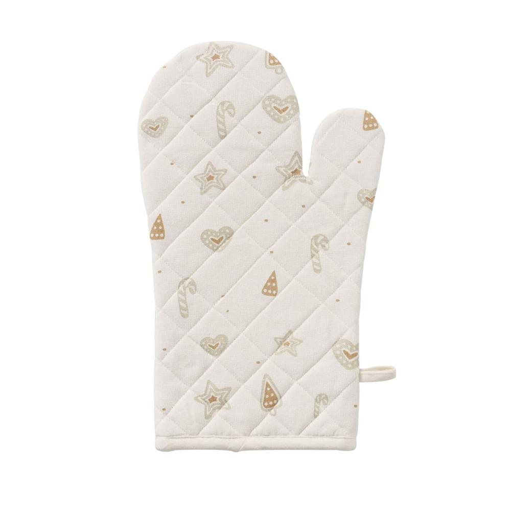 BAKERY KITCHEN GLOVE 20X33CM 2 ASS, WHITE/BROWN DESIGN, COTTON/PP FILL., Boltze