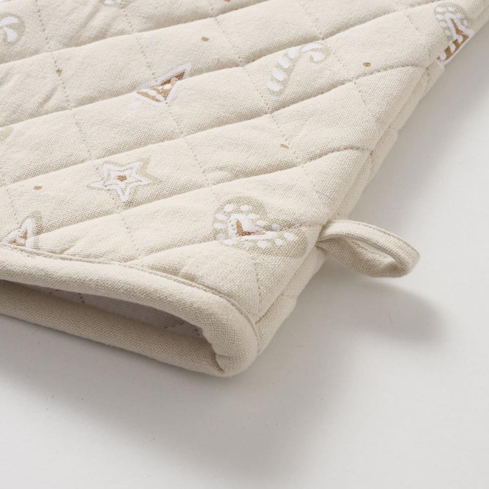 BAKERY KITCHEN GLOVE 20X33CM 2 ASS, WHITE/BROWN DESIGN, COTTON/PP FILL., Boltze