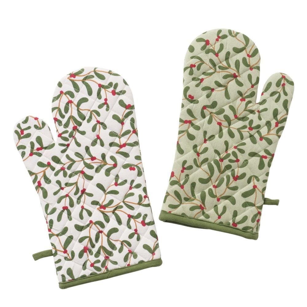 MISTLETOE KITCHEN GLOVE 18X32CM 2 ASS, GREEN DESIGN, COTTON/PP FILL., Boltze