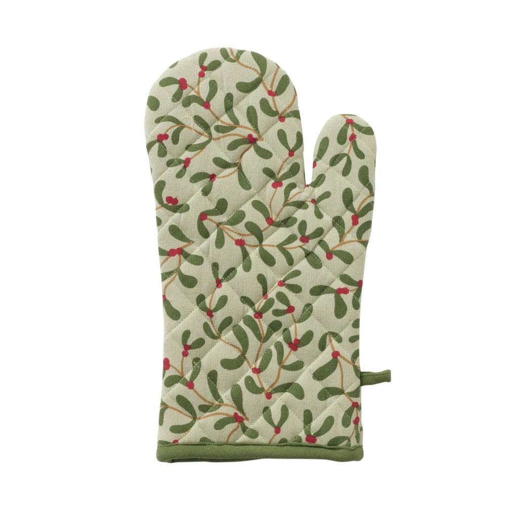 MISTLETOE KITCHEN GLOVE 18X32CM 2 ASS, GREEN DESIGN, COTTON/PP FILL., Boltze