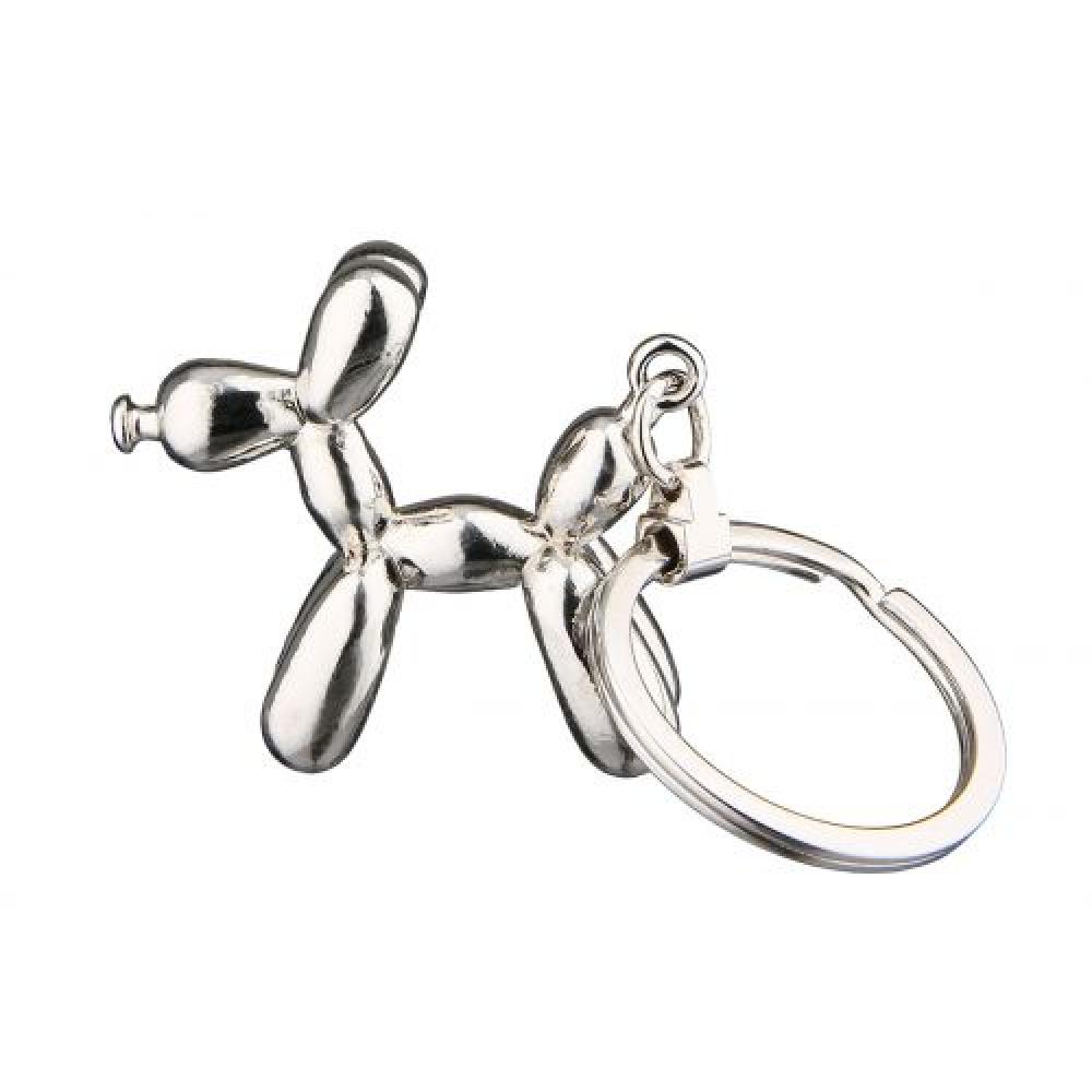 BALLOON DOG KEY-RING H8.5CM, SILVER COLOR,  METAL, Gilde