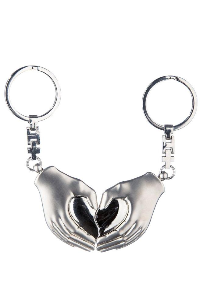 HEART HANDS KEY-RING 8X9.5CM, SILVER COLOR,  METAL, Gilde