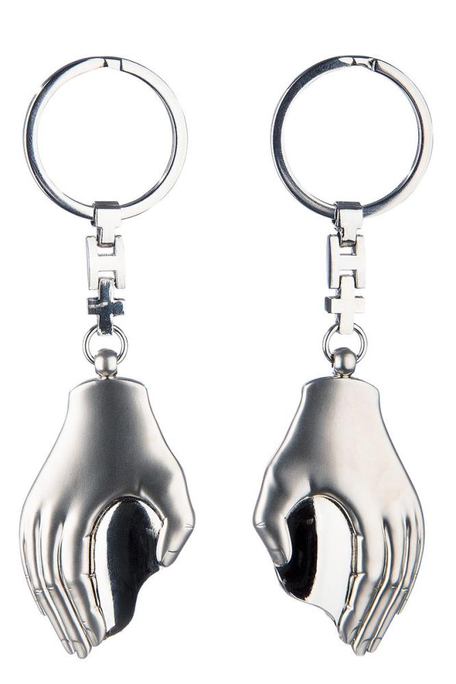 HEART HANDS KEY-RING 8X9.5CM, SILVER COLOR,  METAL, Gilde