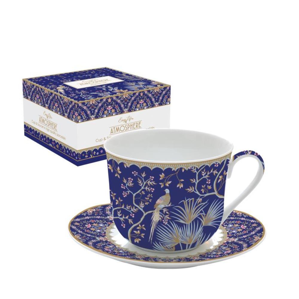 ECLECTIC CHIC BREAKFAST MUG 400ML WITH SAUCER, PORCELAIN, Easy Life
