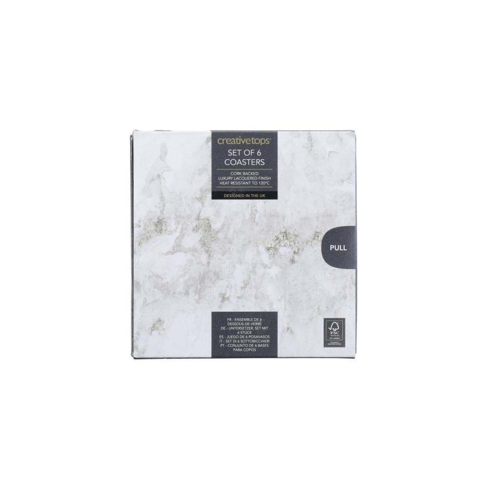 CREATIVE TOPS GRAY MARBLE PLACEMATS 10.5X10.5CM, SET OF 6, GRAY, CORK, Creative Tops