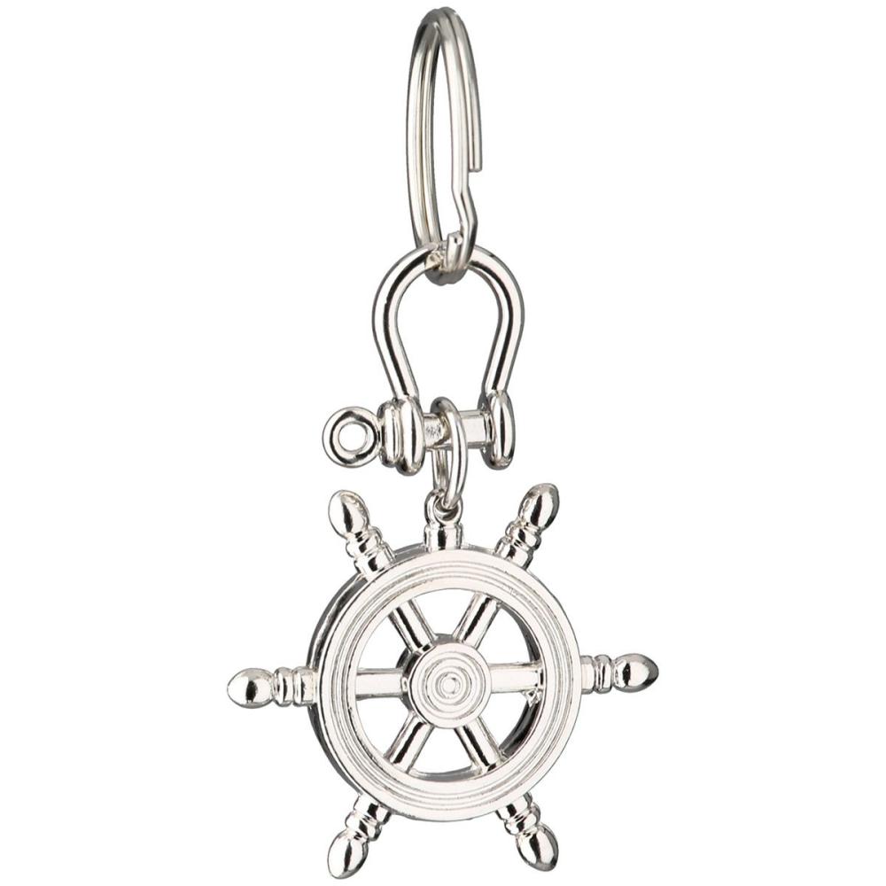 STEERING WHEEL KEY RING H9.5CM, SILVER COLOR, METAL, Gilde