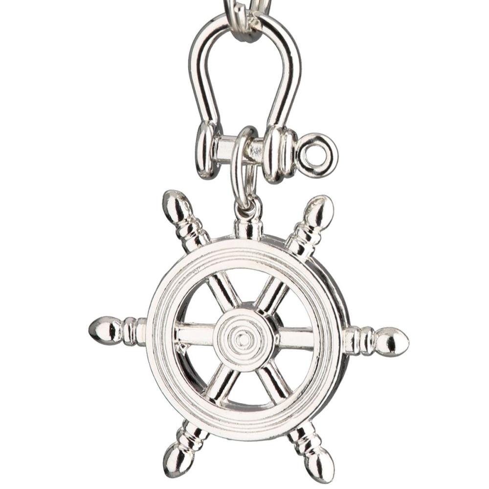 STEERING WHEEL KEY RING H9.5CM, SILVER COLOR, METAL, Gilde