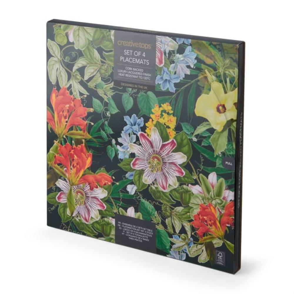 CREATIVE TOPS FLORAL COASTERS D29cm SET OF 4, SPRING FLOWER DESIGN, MDF/CORK, Creative Tops