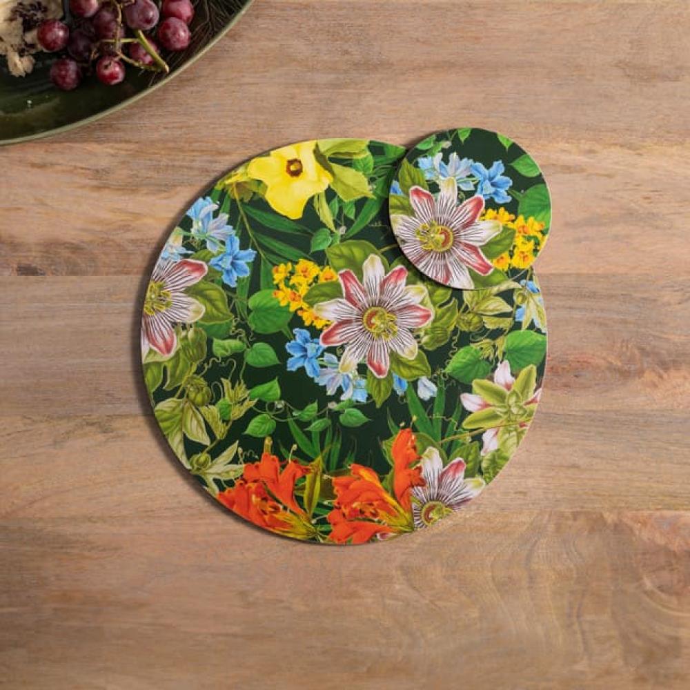 CREATIVE TOPS FLORAL COASTERS D29cm SET OF 4, SPRING FLOWER DESIGN, MDF/CORK, Creative Tops