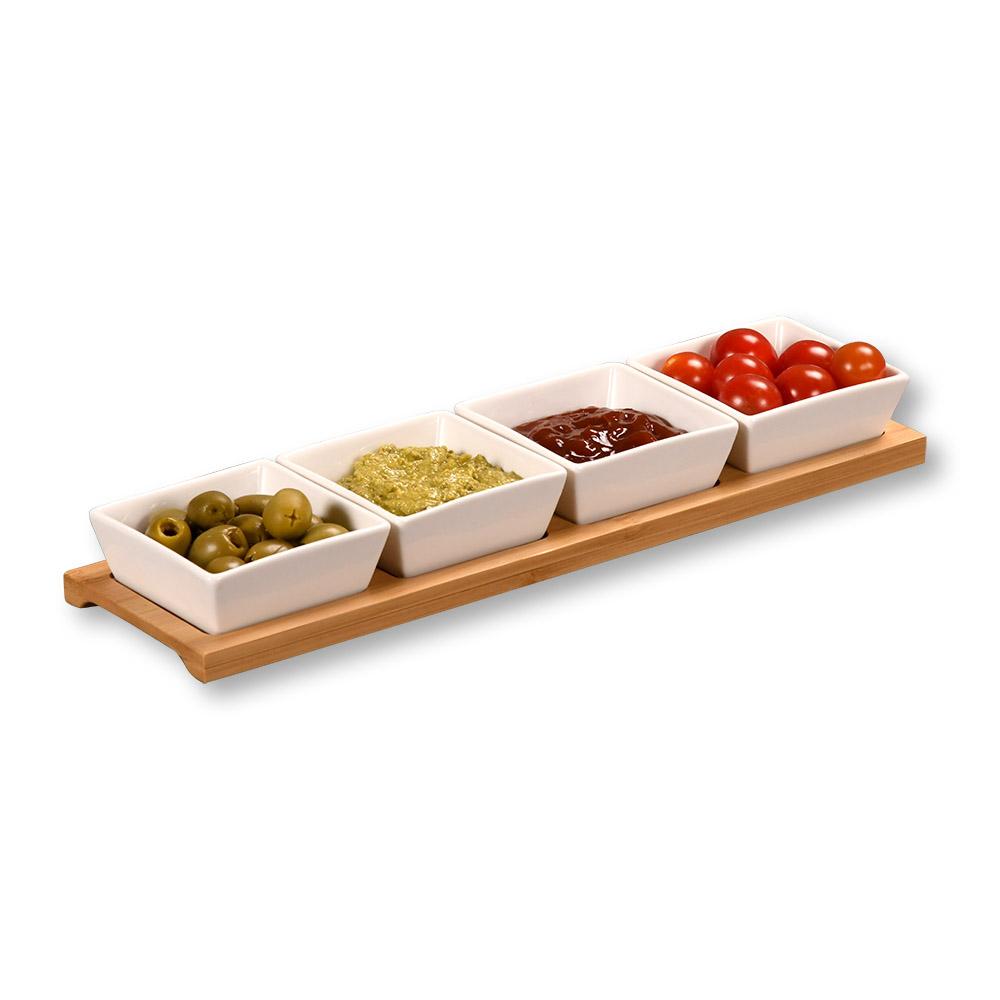UZKODU TRAUCIŅU KOMPL.4GAB. 35x9.4x4.3CM, PORCELĀNS/BAMBUSS, FSC, Kesper