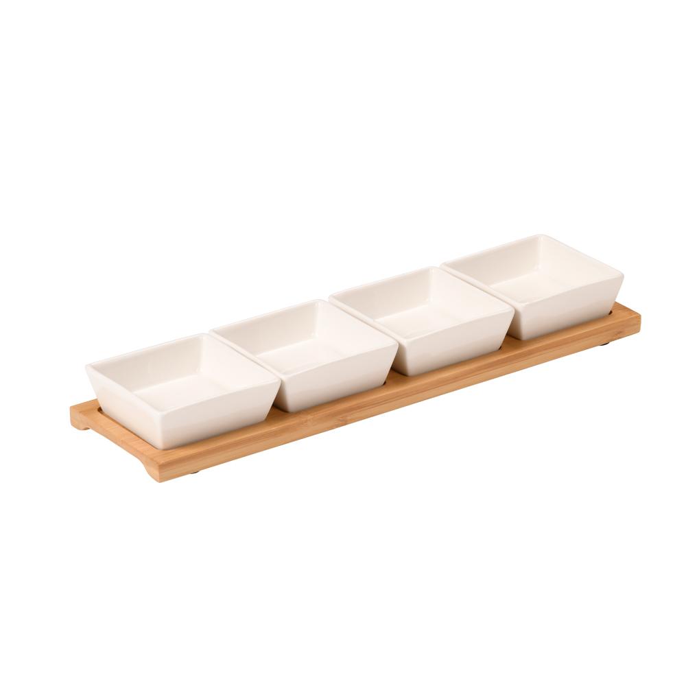 UZKODU TRAUCIŅU KOMPL.4GAB. 35x9.4x4.3CM, PORCELĀNS/BAMBUSS, FSC, Kesper