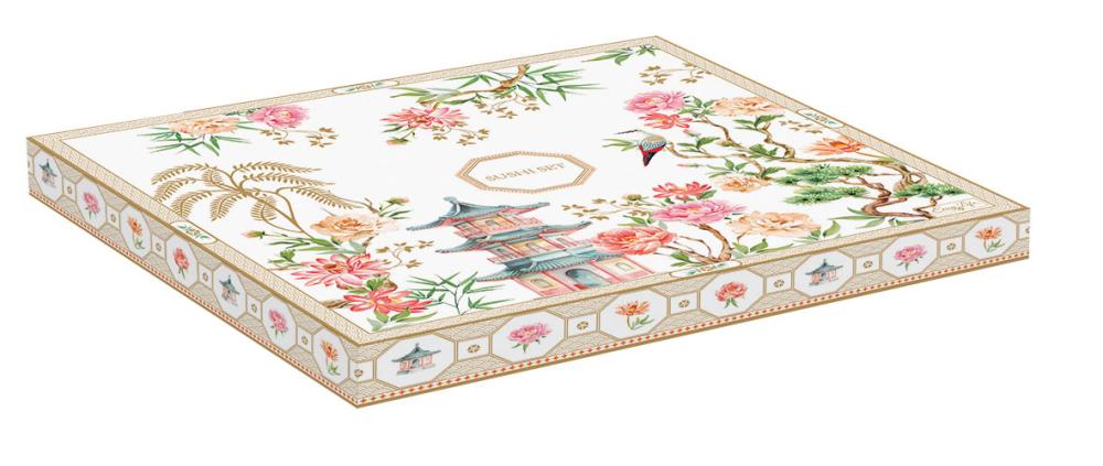 JARDINS D'ORIENT GIFT SET SUSI 2.PERS PLATE/ BOWL/ CHOPST./ PLACEMAT, PORCELAIN/WOOD, Easy Life