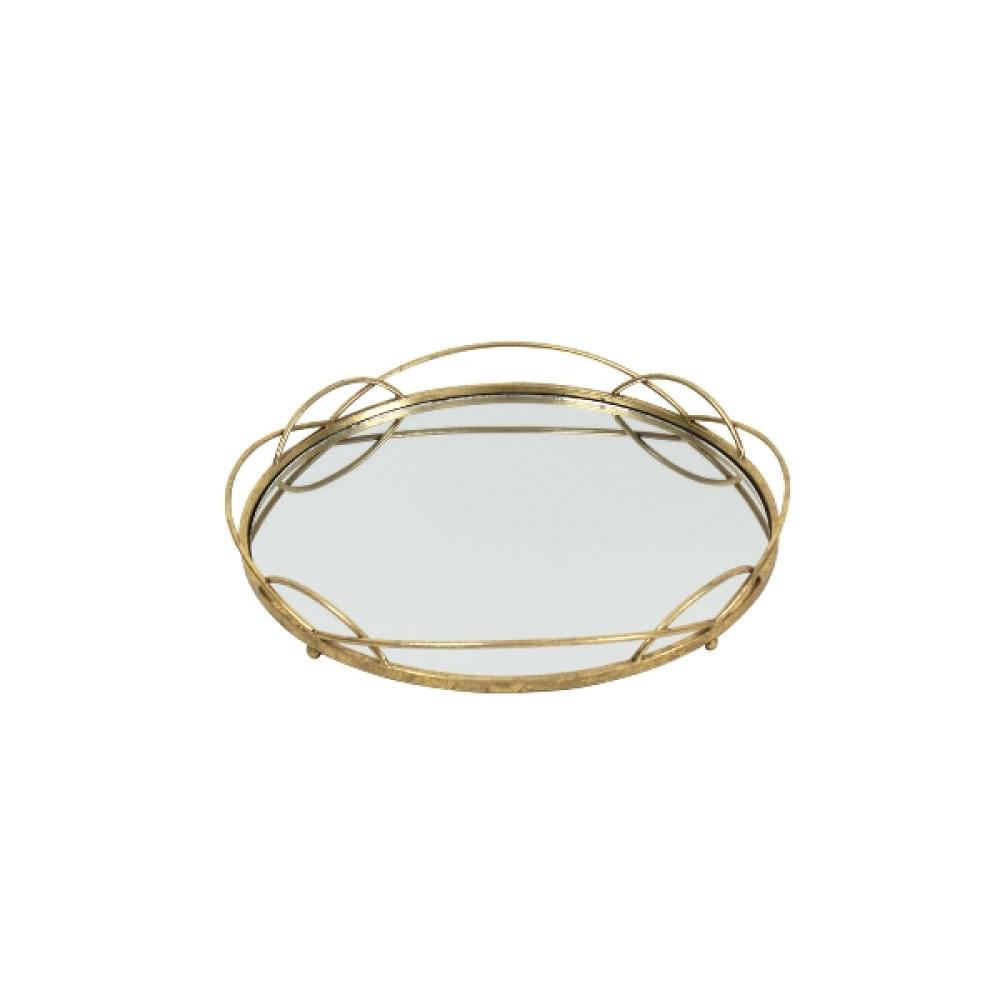 MIRROR TRAY 46x7x46cm, GOLD, METAL/GLASS, Werner Voss