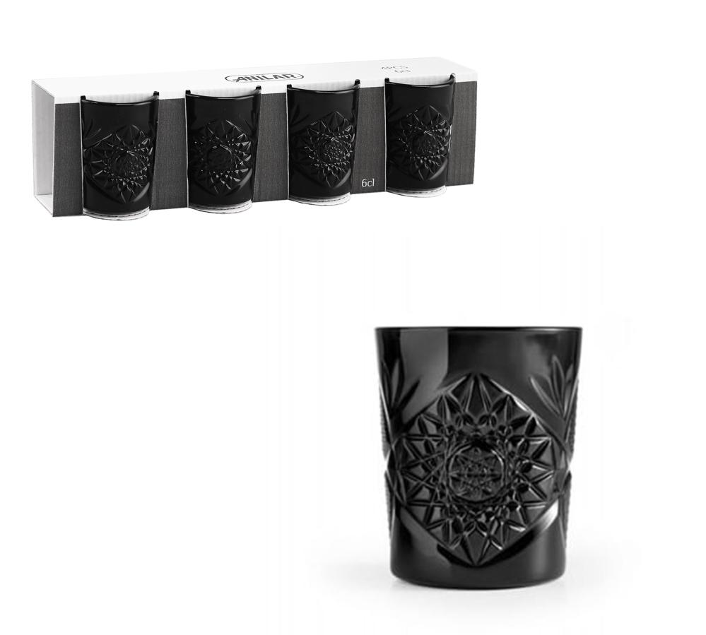 SHOTIKLAASID 4TK/KOMPLEKT, 60ML, GRAVEERITUD MUST, KLAAS, Anitex