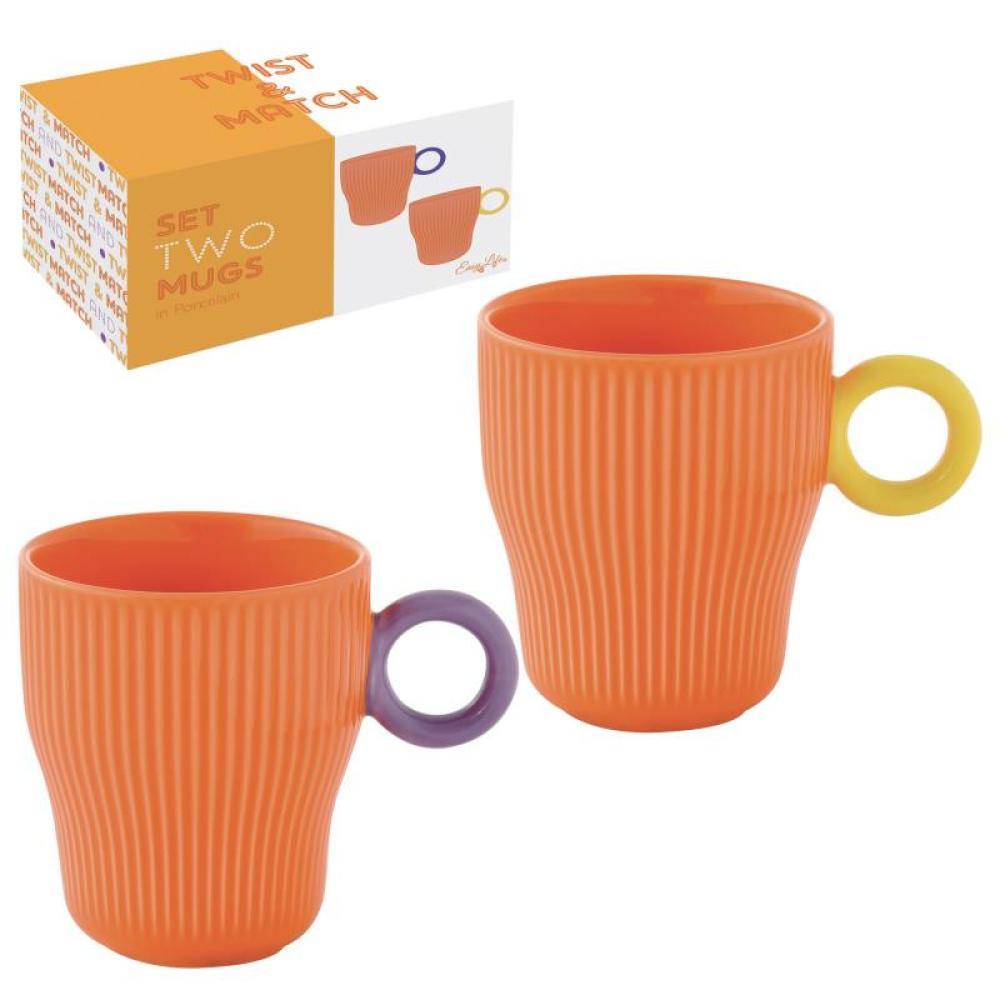TWIST & MATCH KRŪZES 300ML, KOMPL. 2GAB, ORANŽAS, PORCELĀNS, Easy Life