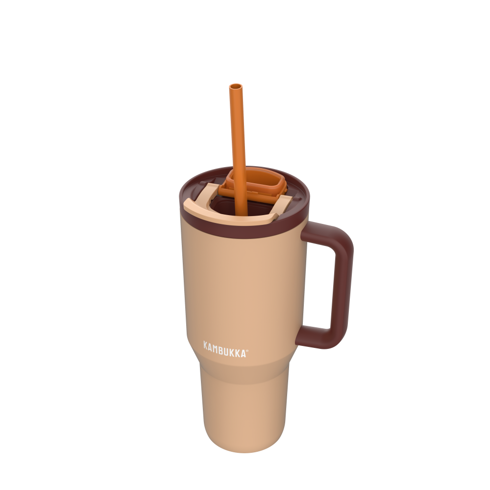 RIO THERMO MUG WITH HANDLE 950ML, LATTE COLOUR, Kambukka