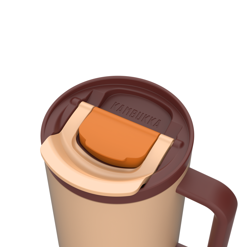 RIO THERMO MUG WITH HANDLE 950ML, LATTE COLOUR, Kambukka