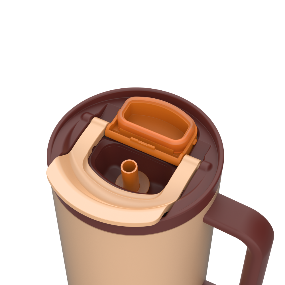 RIO THERMO MUG WITH HANDLE 950ML, LATTE COLOUR, Kambukka