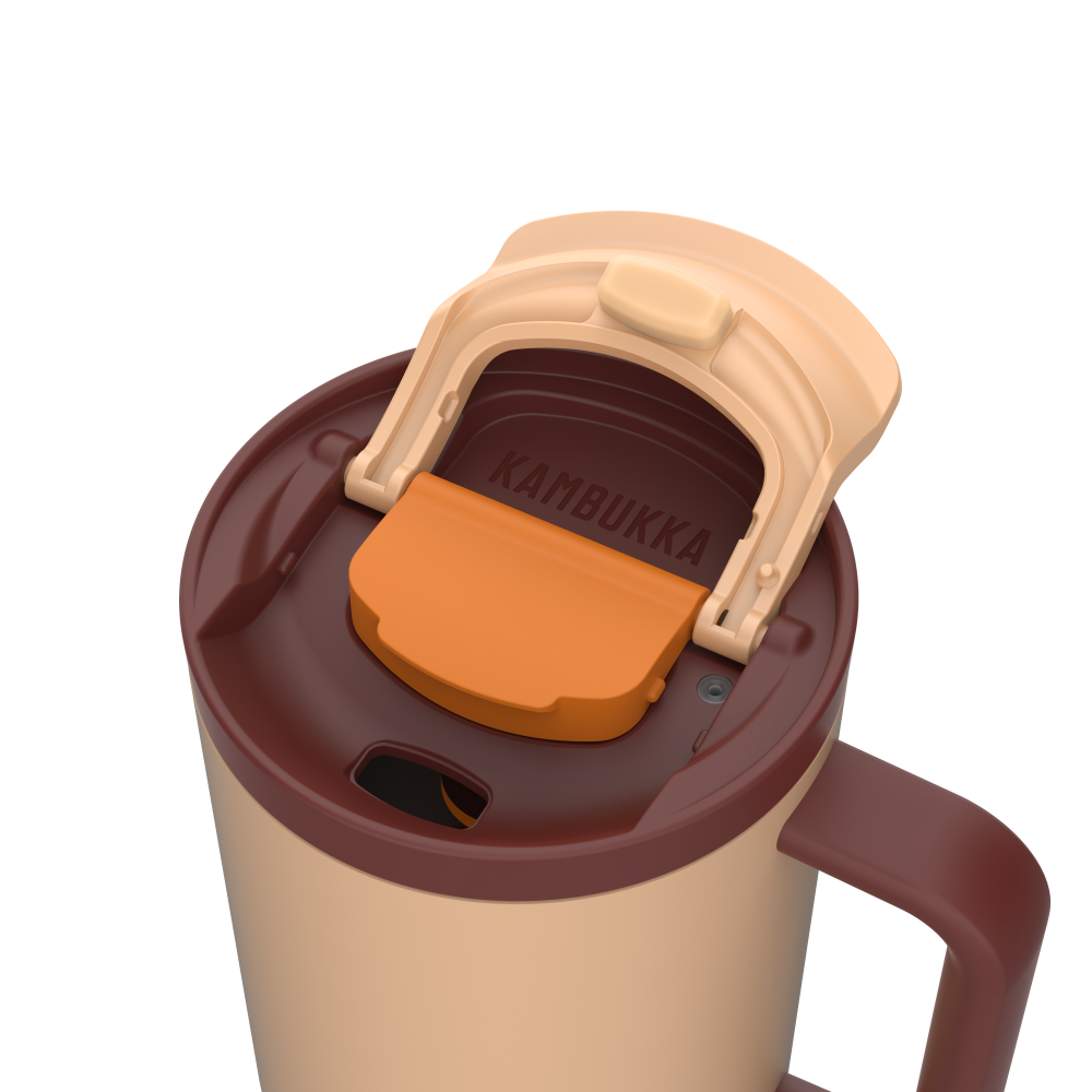 RIO THERMO MUG WITH HANDLE 950ML, LATTE COLOUR, Kambukka