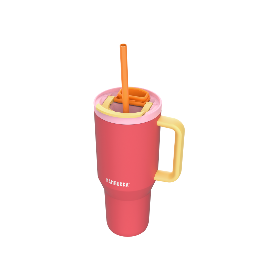 RIO THERMO MUG WITH HANDLE 950ML, CORAL COLOUR, Kambukka