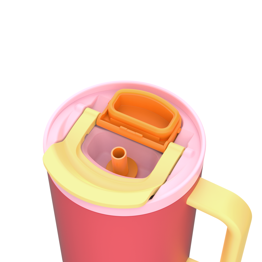 RIO THERMO MUG WITH HANDLE 950ML, CORAL COLOUR, Kambukka