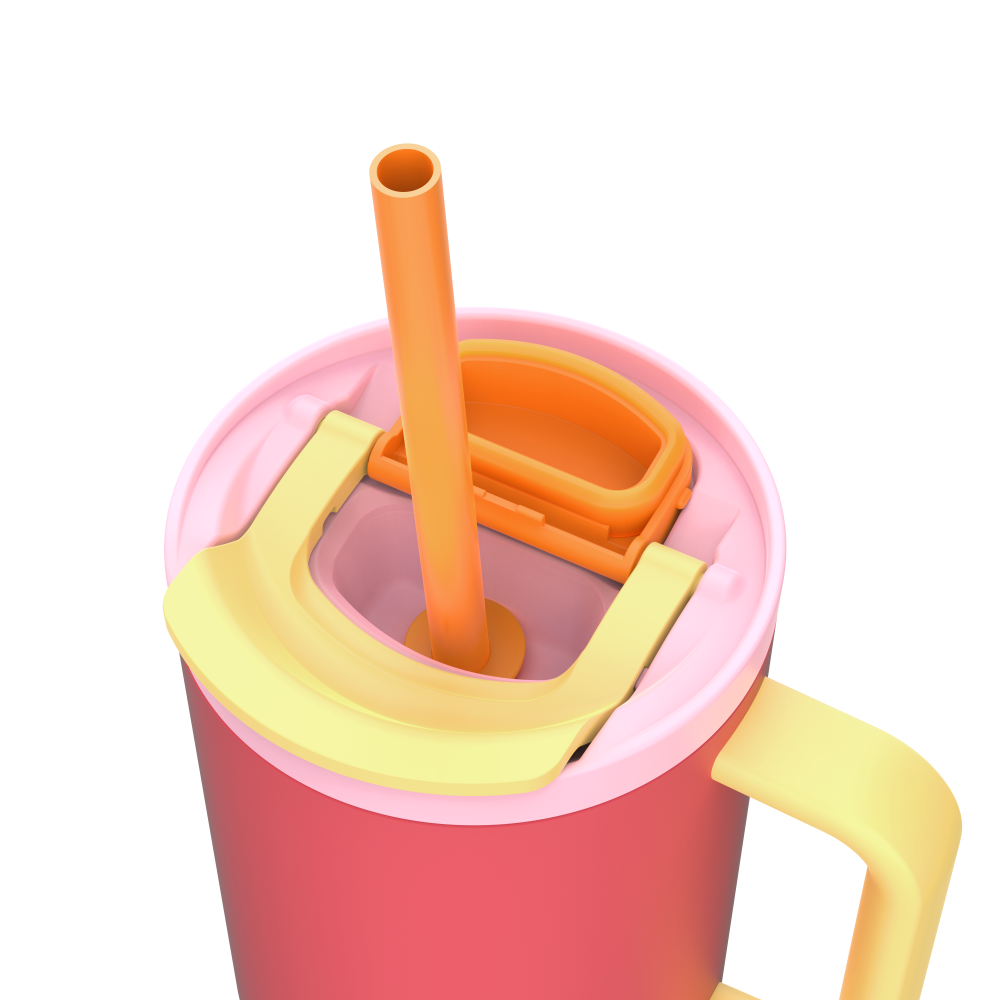 RIO THERMO MUG WITH HANDLE 950ML, CORAL COLOUR, Kambukka