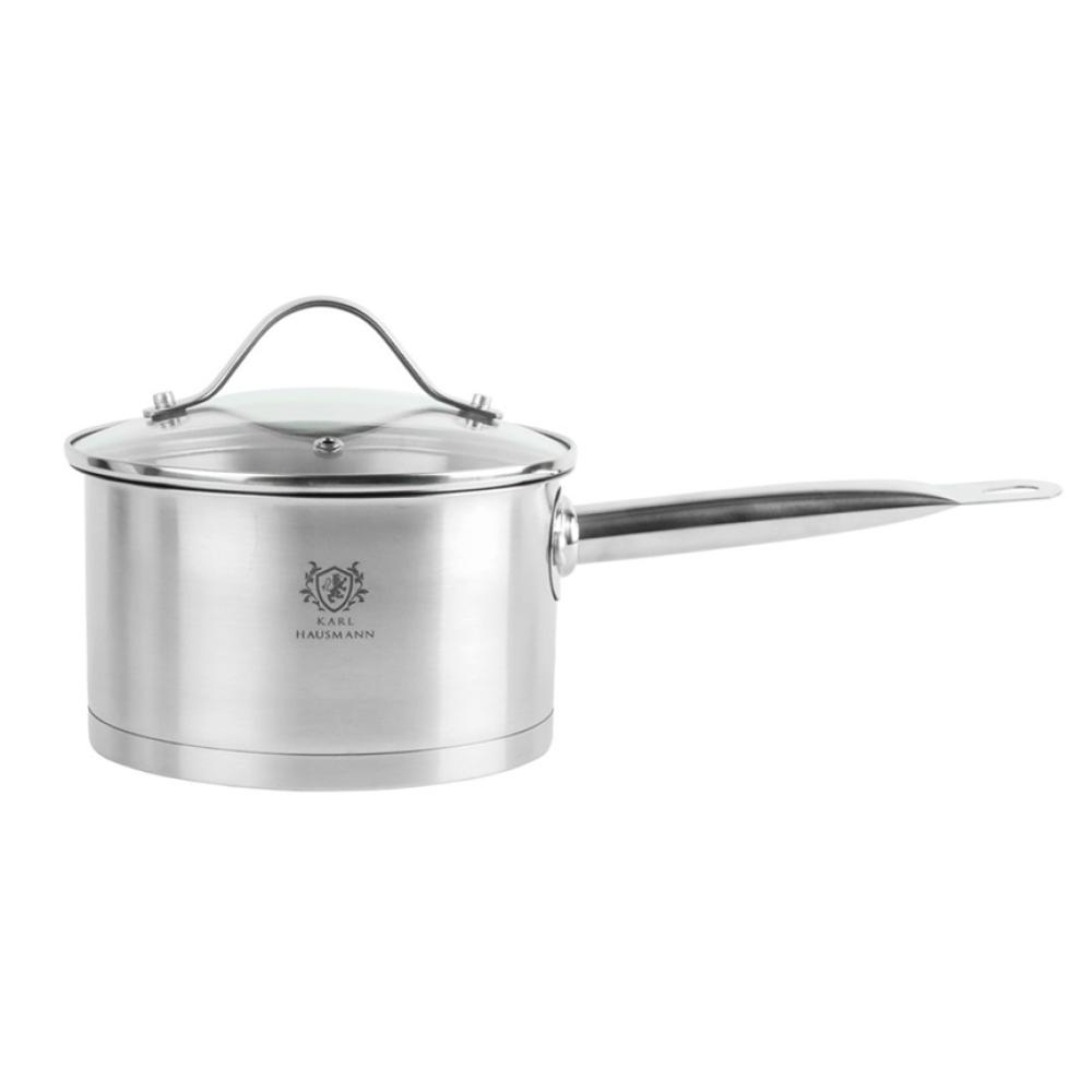 DORIAN SAUCE POT WITH GLASS LID 16CM, STAINLESS STEEL, Prymus-AGD