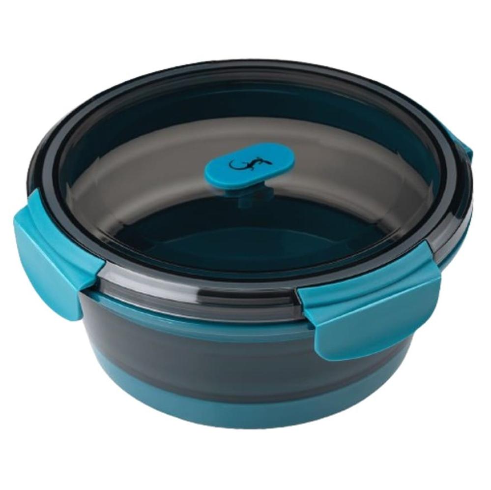 UP& DOWN FOLDABLE LUNCH BOX 800ML, D17.4CM, ROUND, PETROL, PLASTIC/SILICONE, Lurch