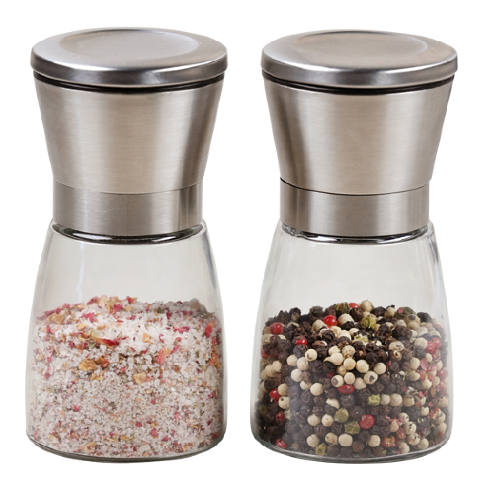 SALT/PEPPER MILL SET H13.5CM, PLASTICS/STAINLESS STEEL, Kesper