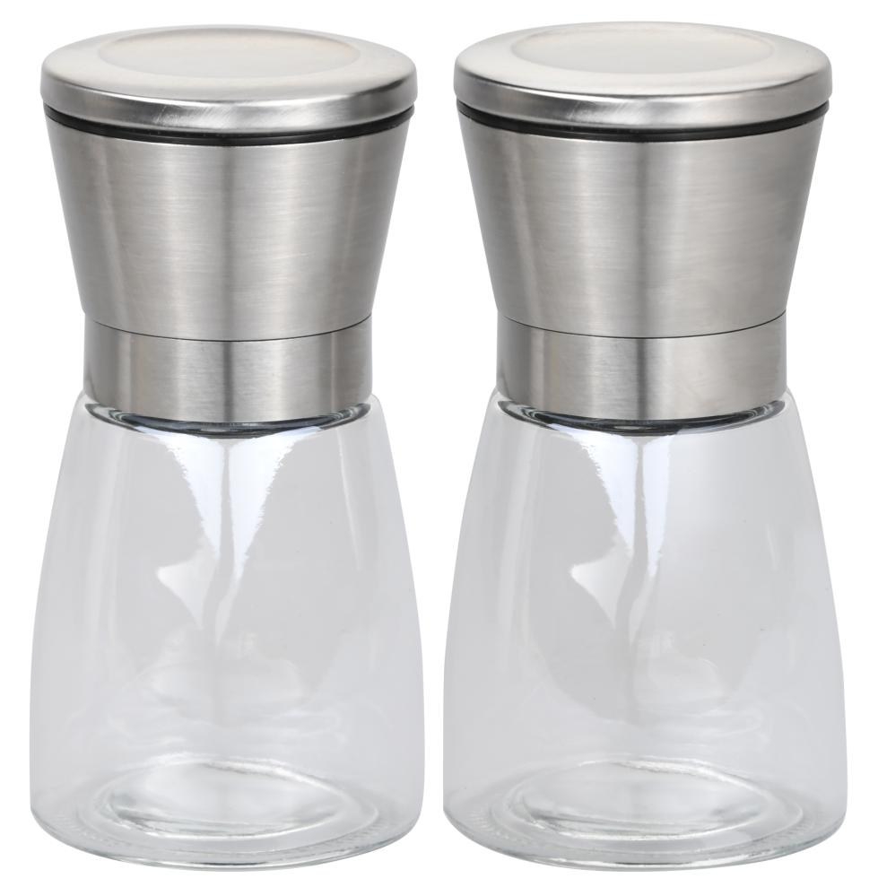 SALT/PEPPER MILL SET H13.5CM, PLASTICS/STAINLESS STEEL, Kesper