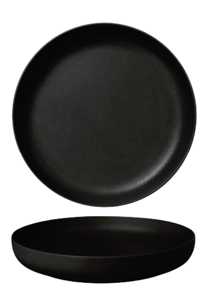 FINE PLUS DEEP PLATE 25.5CM, BLACK, PORCELAIN, Leela Baralee