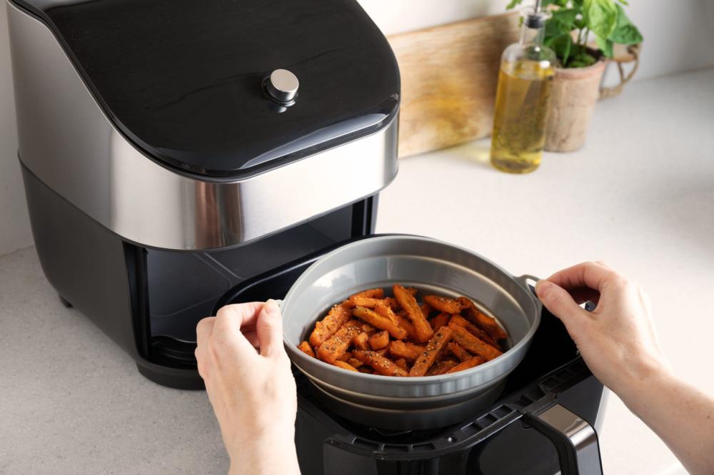 KITCHENCRAFT AIR FRYER LINER COLLAPSIBLE D20CM, GREY, SILICONE, Kitchen Craft