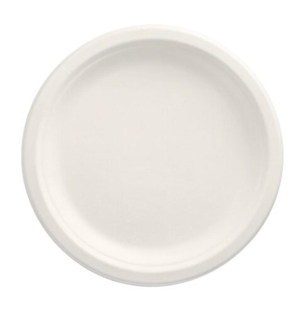 PURE PLATES 12PCS, D23CM, H2CM, WHITE, SUGARCANE 0.1962kg/pack, Pap Star