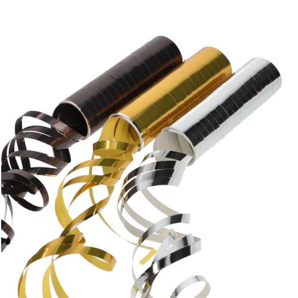 METALLIC DECO STREAMERS 3PCS, 4M, BLACK/GOLD/SILVER 0.0962kg/pack, Pap Star